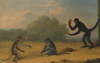 Three Monkeys Playing by Henry Bernard Chalon